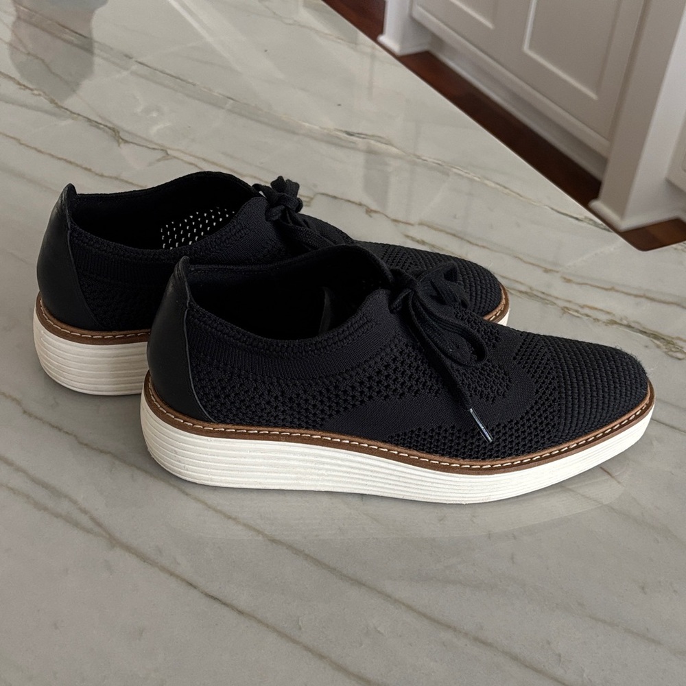 Cole Haan Black Knit Sneakers with White Soles